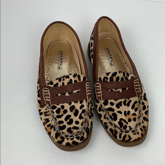 Sperry Shoes - Sperry Top - Sider Sz 7M Leather Cheetah Print EUC